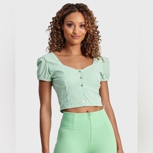 Freddy Green and White Pinstripe Crop Top